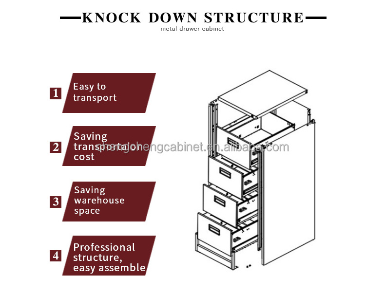 Metal file cabinet office 4 drawer lateral storage steel filing cabinet with safety bar lock