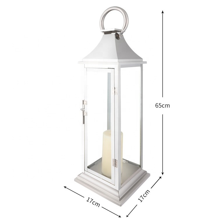 Wholesale Garden Vintage style Candle Holder Traditional Hanging Metal  glass candle Lantern Large Glass Lantern