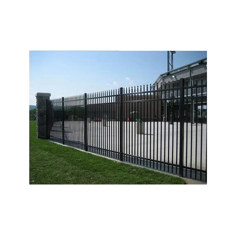 High quality Europe Palisade Fence W Wrought Iron Palisade Fencing Gate 6ft Metal Steel Residential Security