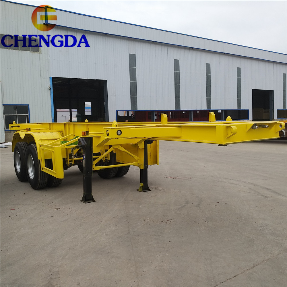 3 Axles 20 Ft 50 Ton Container Shipping Skeleton Chassis Truck Semi Trailers For Low Price