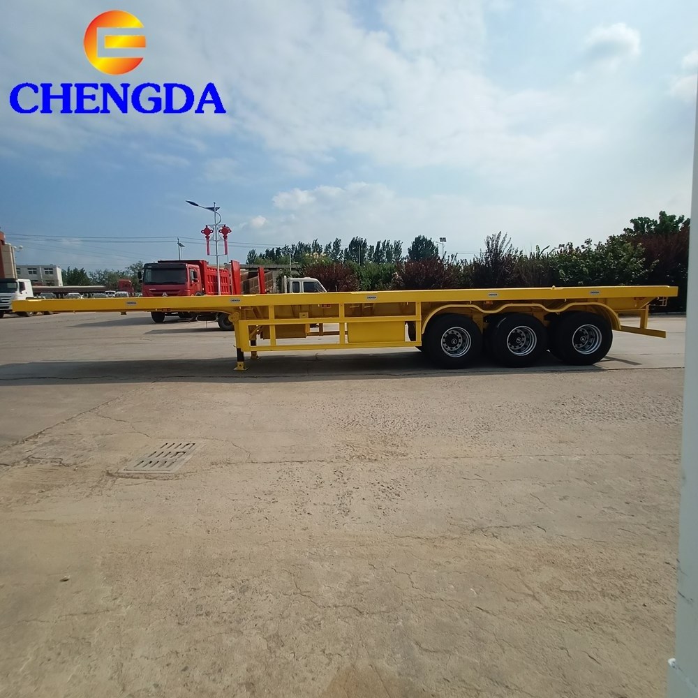 Truck Trailer Flatbed Trailer 3 Axles 60tons 13m Container Carrier Used Truck Flatbed Trailer