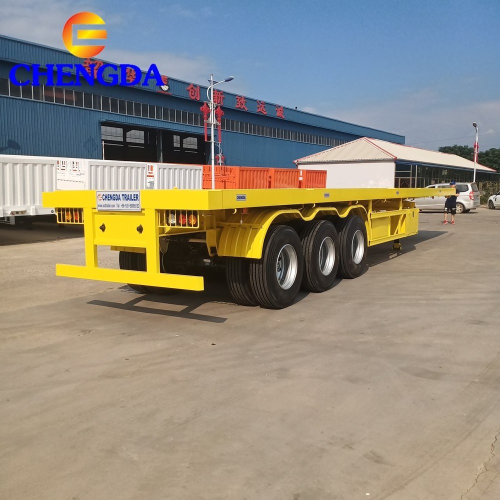 Truck Trailer Flatbed Trailer 3 Axles 60tons 13m Container Carrier Used Truck Flatbed Trailer