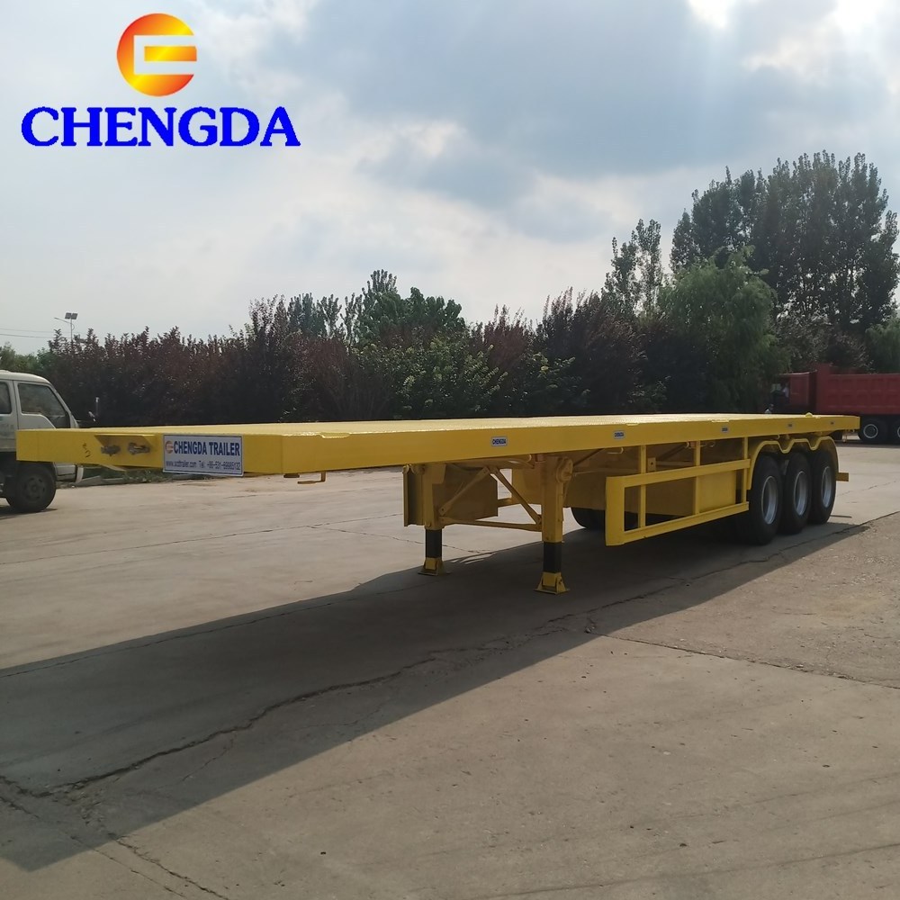 Truck Trailer Flatbed Trailer 3 Axles 60tons 13m Container Carrier Used Truck Flatbed Trailer