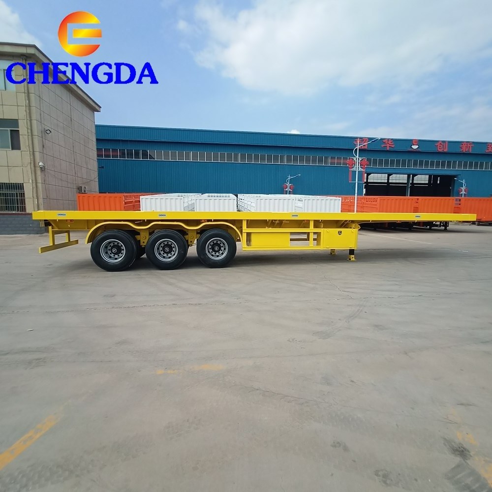 Truck Trailer Flatbed Trailer 3 Axles 60tons 13m Container Carrier Used Truck Flatbed Trailer