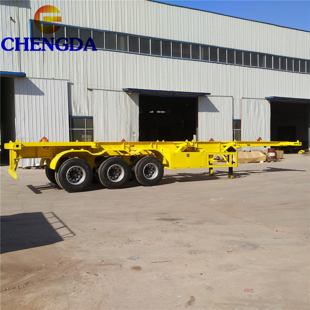 3 Axles 20 Ft 50 Ton Container Shipping Skeleton Chassis Truck Semi Trailers For Low Price