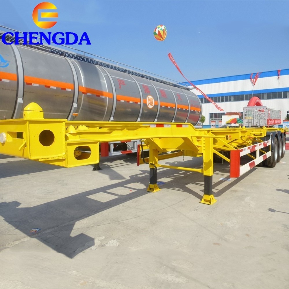 3 Axles 20 Ft 50 Ton Container Shipping Skeleton Chassis Truck Semi Trailers For Low Price