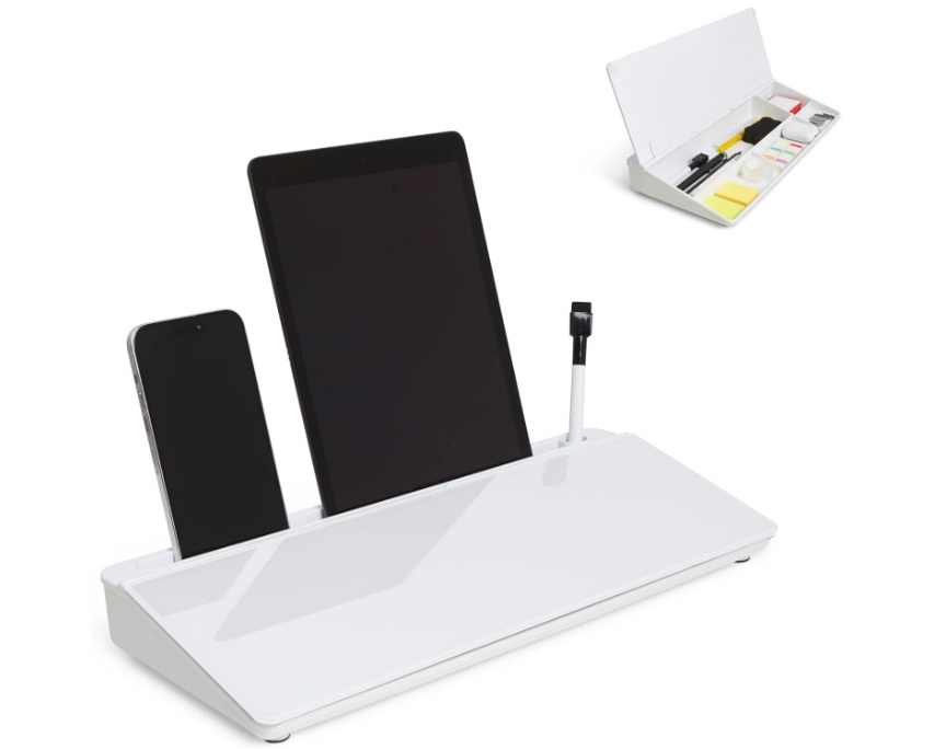 Custom LOGO Dry Erase Glass WhiteBoard Computer pad Keyboard Small Desktop Glass White Board  with Storagefor Desk Organizers