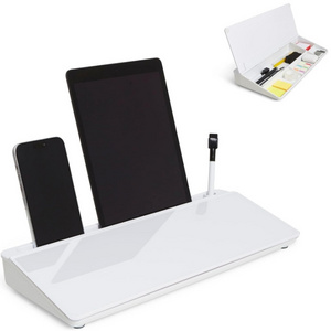 Custom LOGO Dry Erase Glass WhiteBoard Computer pad Keyboard Small Desktop Glass White Board  with Storagefor Desk Organizers