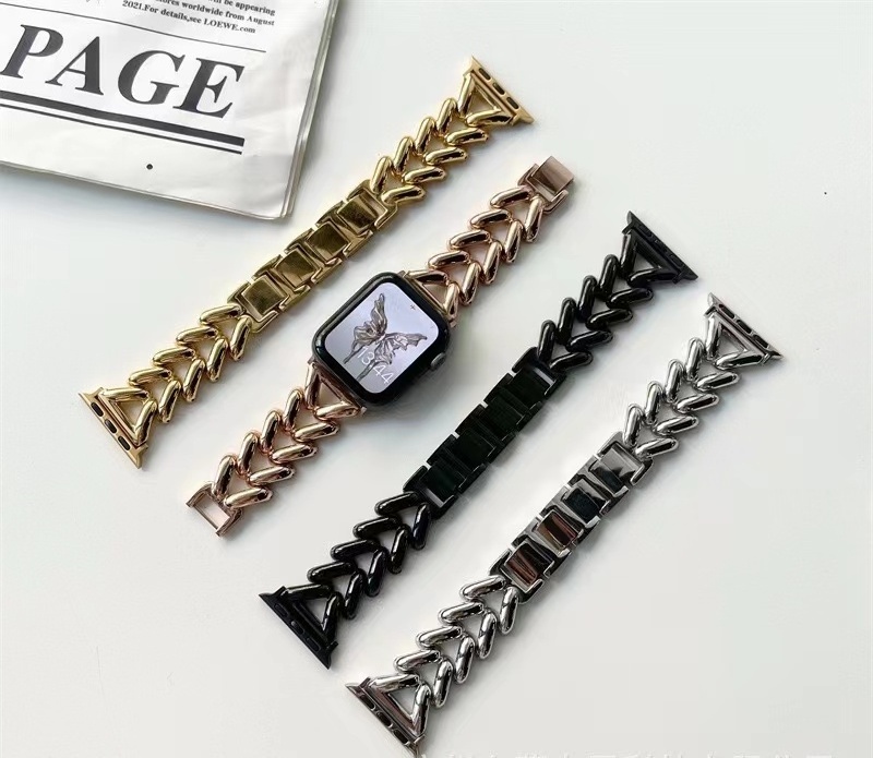 Luxury Watch Bracelet For Apple Watch Ultra 8 Band Designer For Apple Watch Band Gold Stainless Steel