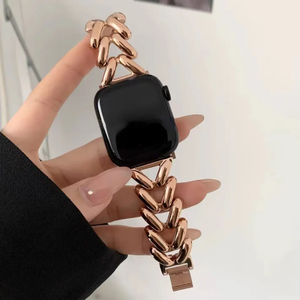 Luxury Watch Bracelet For Apple Watch Ultra 8 Band Designer For Apple Watch Band Gold Stainless Steel