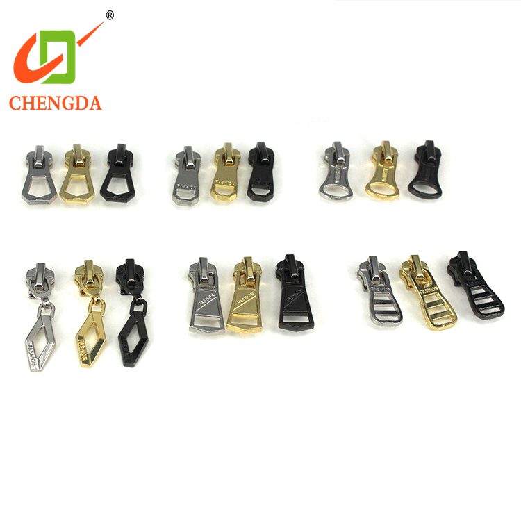 CHENGDA Wholesale Design Clothing Injection Molding Plating Zipper Runner Slider Puller