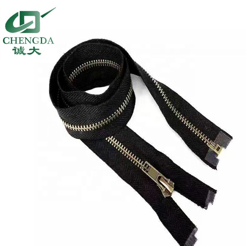 Quality Metal Zipper two way open end brass golden zipper for jacket garment shiny gold silver gun metal heavy washing zipper