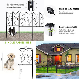 high-quality black  iron fence leaf decoration garden landscape fences animal pet barrier animal guard split fence