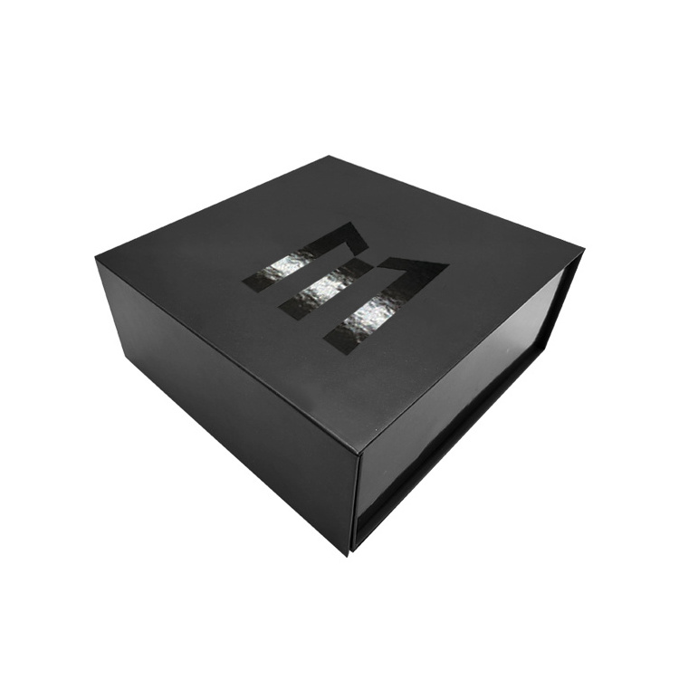 Custom Luxury Foldable Black Cardboard UV Box with Magnet for Gift