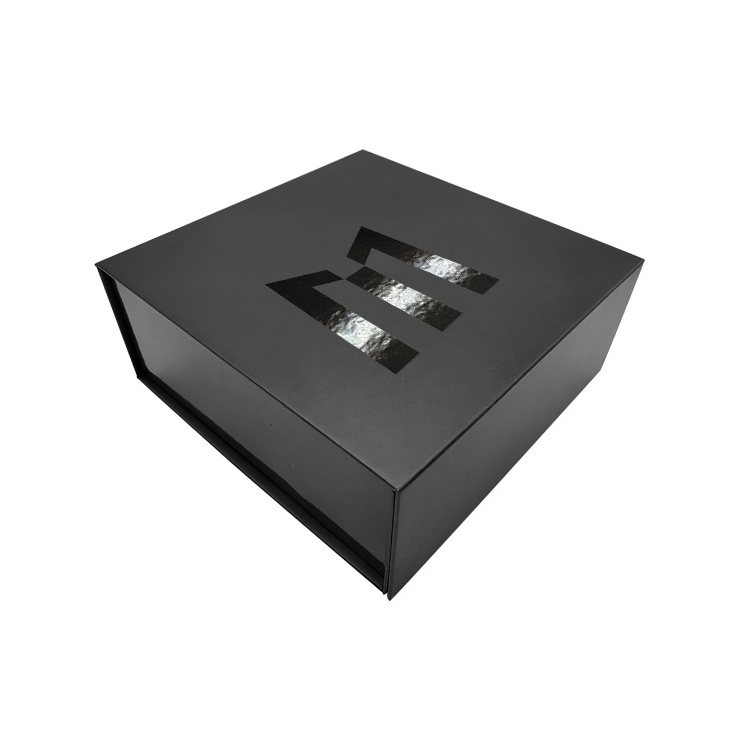 Custom Luxury Foldable Black Cardboard UV Box with Magnet for Gift