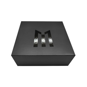 Custom Luxury Foldable Black Cardboard UV Box with Magnet for Gift