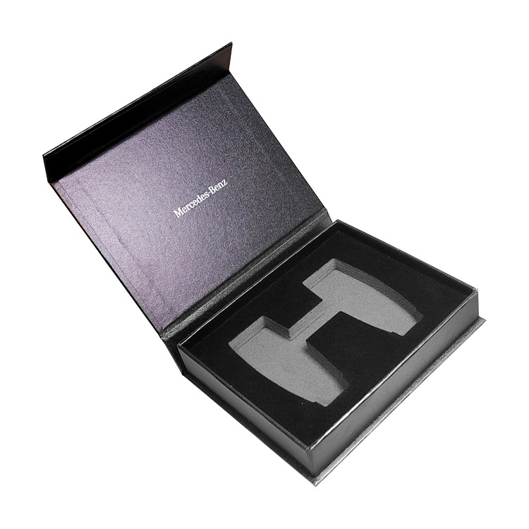 ISO9001 Custom Luxury Book Shaped Matte Black Special Paper Rigid Magnetic Cardboard Car Key Packaging Gift Box With Foam Insert