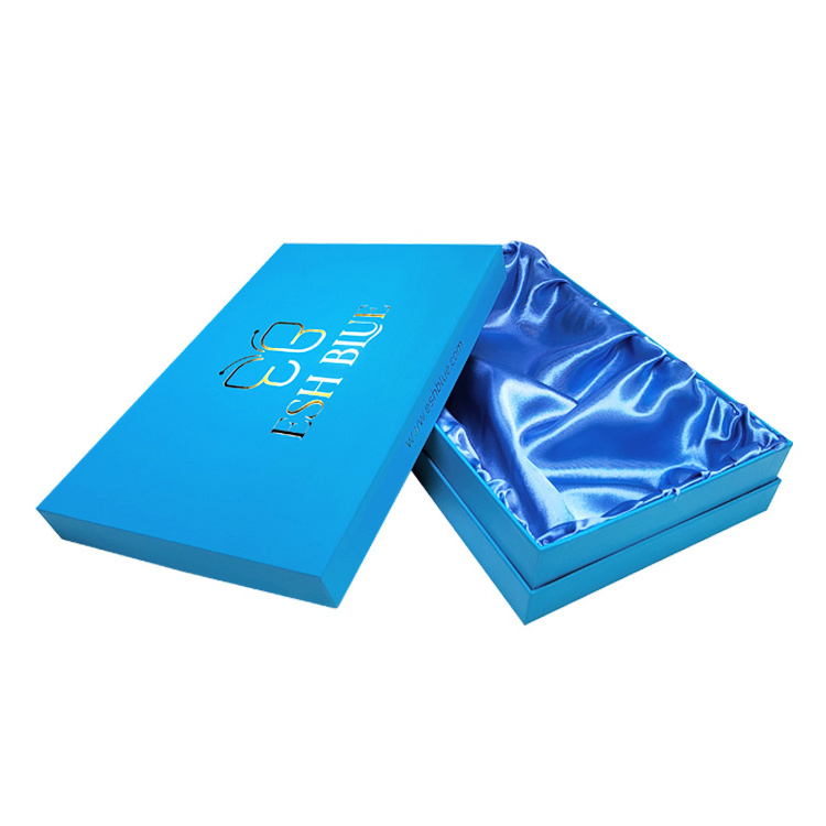 custom logo luxury two pieces cardboard paper packaging removable lid rigid gift boxes with Silk Satin Lining