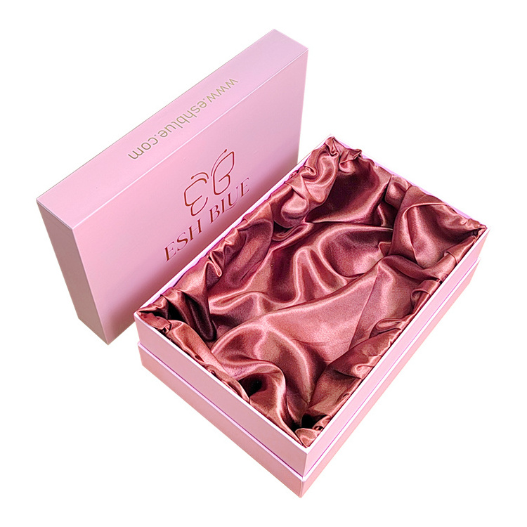 custom logo luxury two pieces cardboard paper packaging removable lid rigid gift boxes with Silk Satin Lining