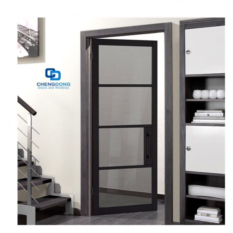 Factory Manufacturer Soundproof Modern Aluminum Frame Interior Glass French Casement Single Doors