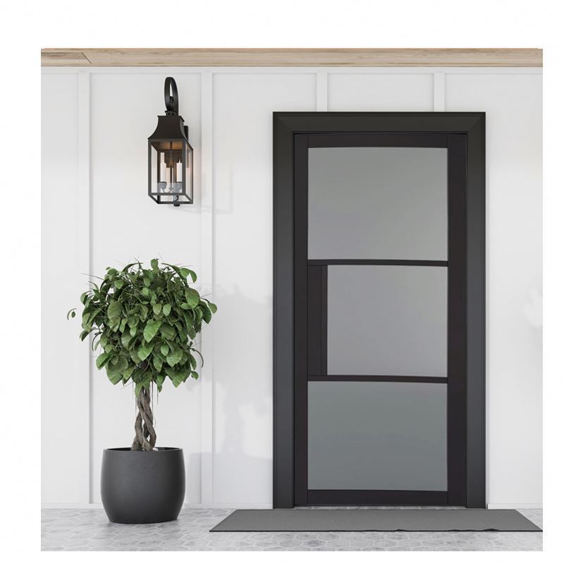 North American External Front Entry Wrought Iron Glass Door French Double Tempered Glass Steel Iron Door