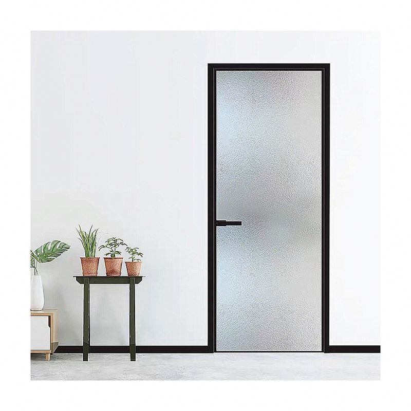 black frame aluminium toilet door design restaurant glass swing door lock hotel frosted glass aluminum toilet door for bathroom