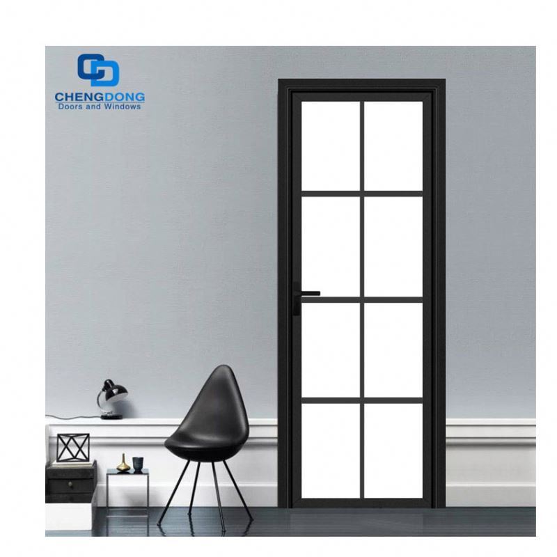 Factory Manufacturer Soundproof Modern Aluminum Frame Interior Glass French Casement Single Doors