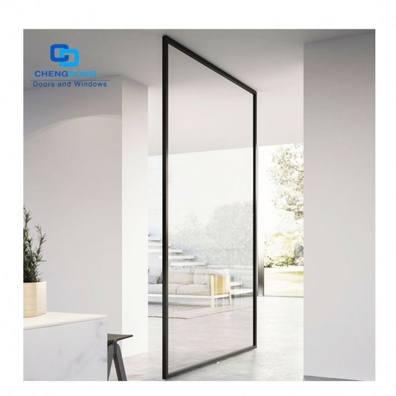 Commercial Used Heavy Duty Design Exterior Black Steel Or Anodized Aluminum Frame Glass Pivot Entry Doors