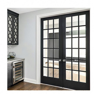 North American External Front Entry Wrought Iron Glass Door French Double Tempered Glass Steel Iron Door