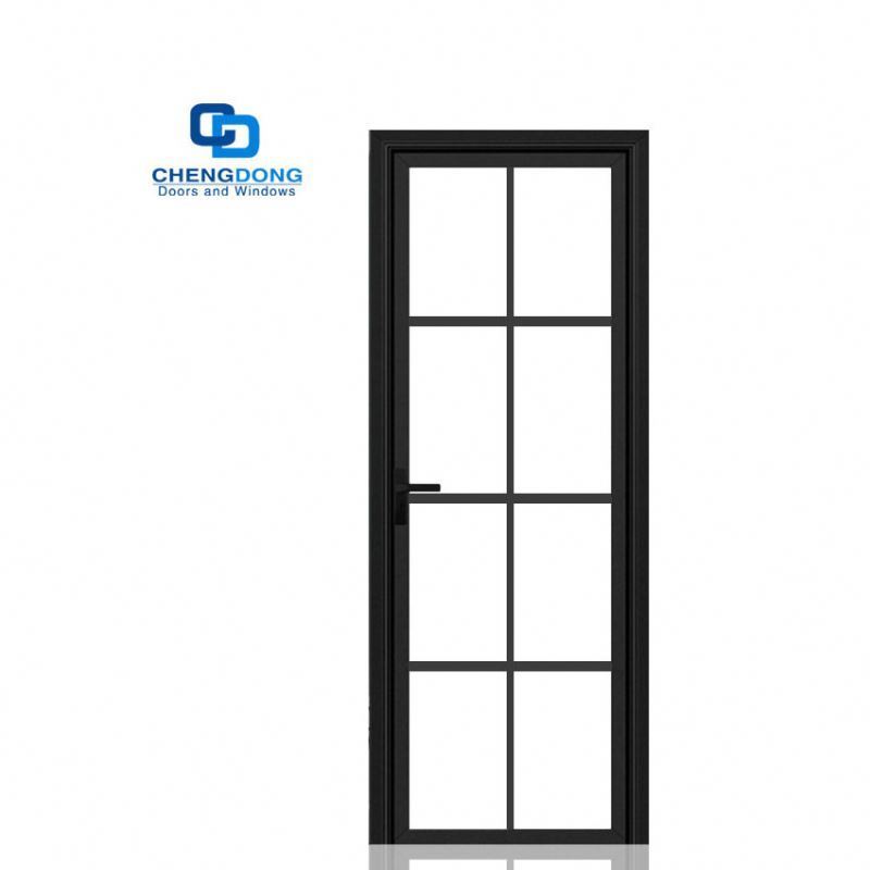 Factory Manufacturer Soundproof Modern Aluminum Frame Interior Glass French Casement Single Doors