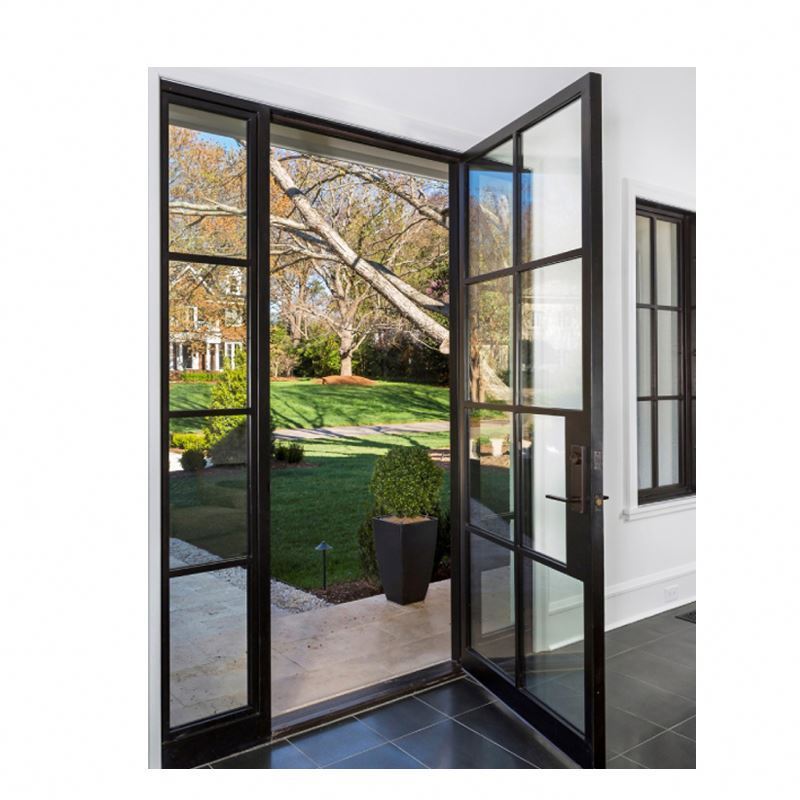 Luxury Design Steel Doors Modern Industrial Steel Glass Doors Metal Frames Windows Grill Wrought Iron Entry Front Door