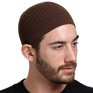 2023 New design Knitted pullover hat men's and women's wavy jacquard neutral dome warm wool kufi hats for men muslim