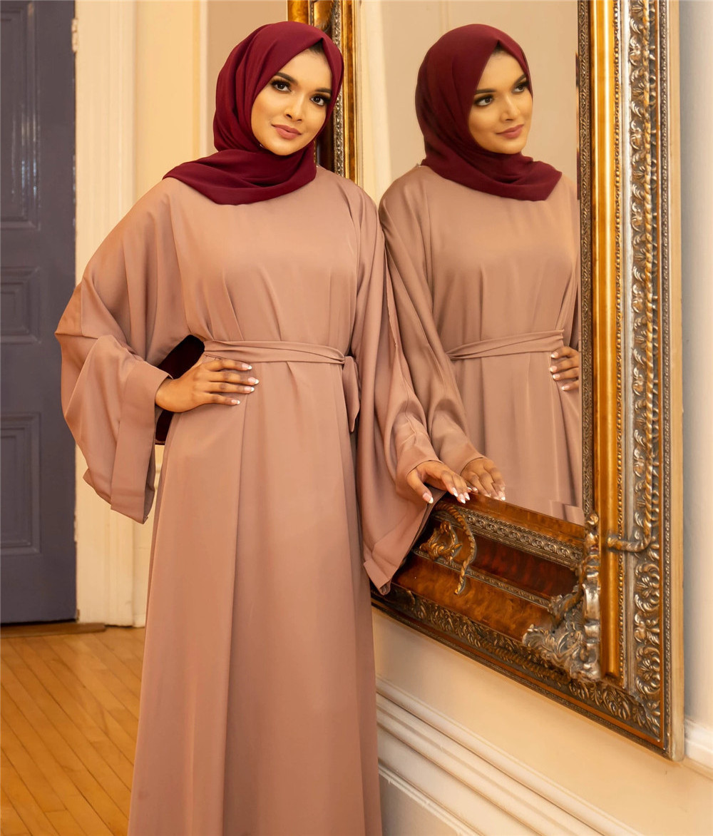 2023 Hot Sale Cheap Women's dress Basic cross-border Middle Eastern Muslim women's robes Solid color plus size dress Muslim Abay