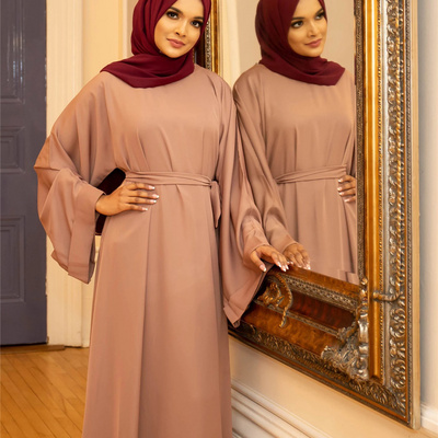 2023 Hot Sale Cheap Women's dress Basic cross-border Middle Eastern Muslim women's robes Solid color plus size dress Muslim Abay