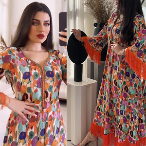 2023 Custom wholesale abaya women muslim dress print casual women's Middle Eastern abaya ethnic women jalabiya Southeast Asia