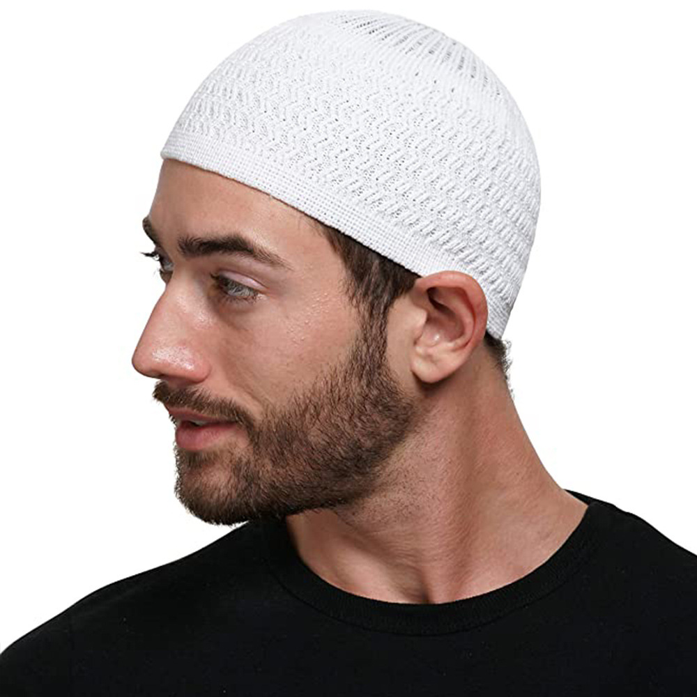 2023 New design Knitted pullover hat men's and women's wavy jacquard neutral dome warm wool kufi hats for men muslim