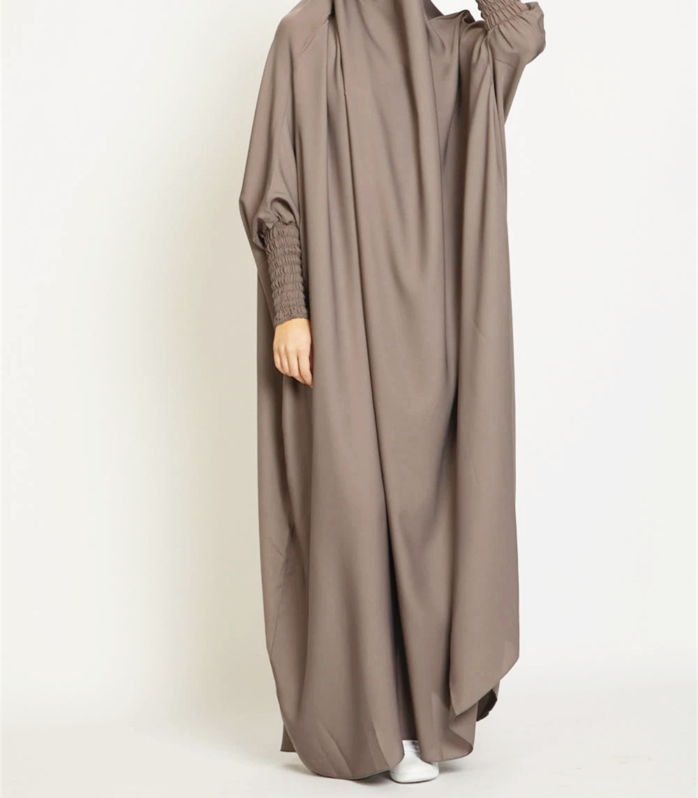 New Arrival Dubai Solid Color Round Neck Large Hem Casual Robe Dress Abaya Muslim Dress for Women