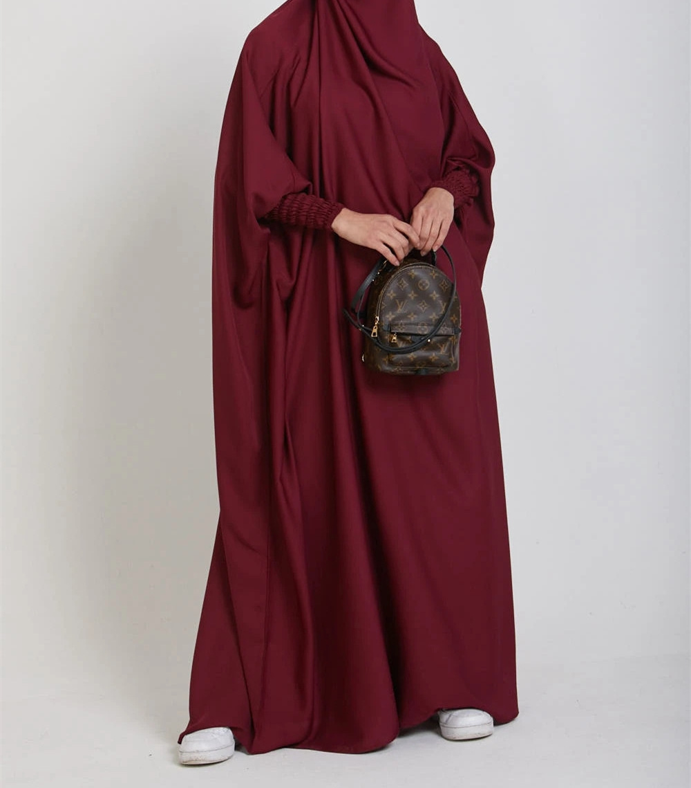 New Arrival Dubai Solid Color Round Neck Large Hem Casual Robe Dress Abaya Muslim Dress for Women