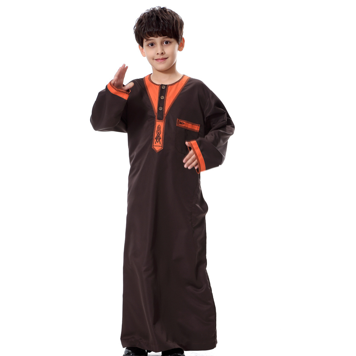 Muslim ethnic middle east region boys islamic clothing wholesale lace embroidery al haramain thobe for 8 year old boys clothing