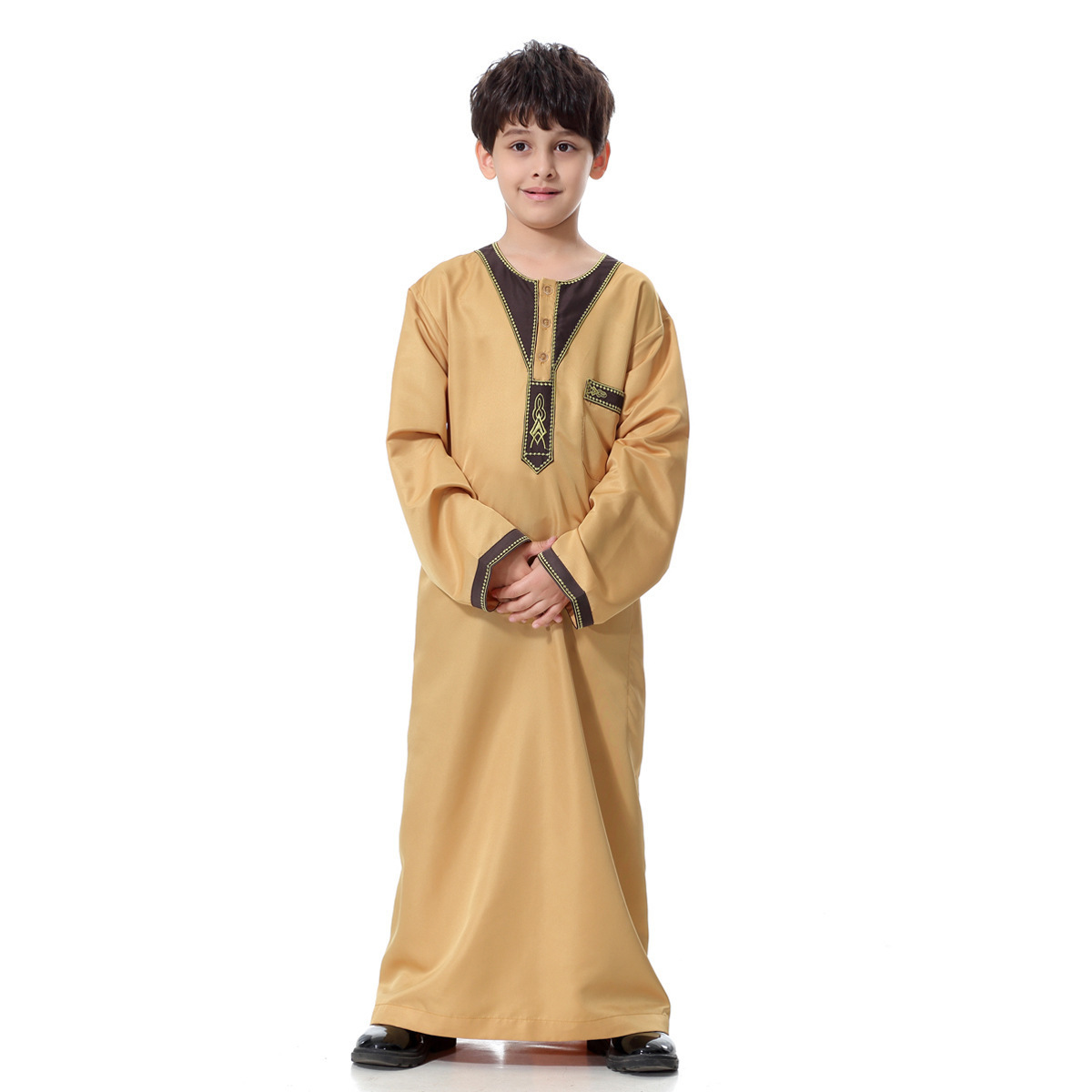 Muslim ethnic middle east region boys islamic clothing wholesale lace embroidery al haramain thobe for 8 year old boys clothing