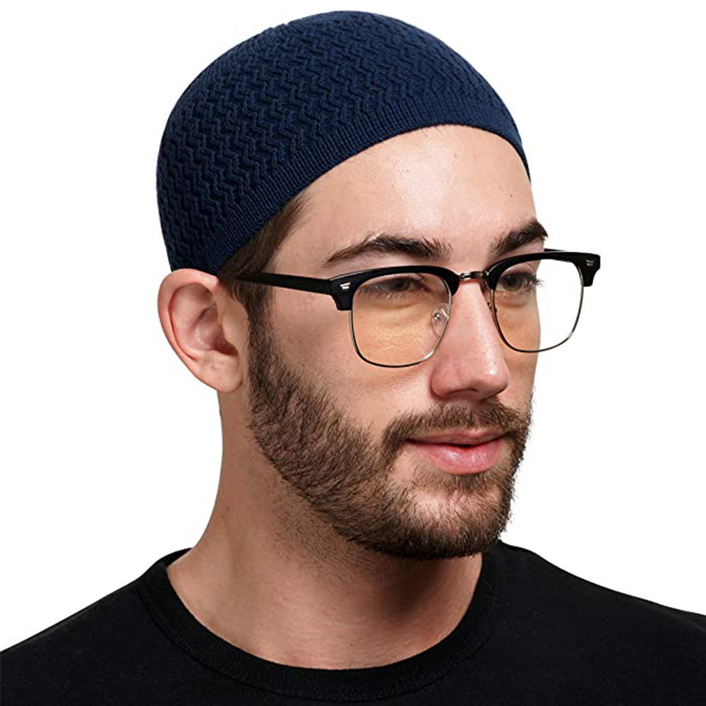 2023 New design Knitted pullover hat men's and women's wavy jacquard neutral dome warm wool kufi hats for men muslim