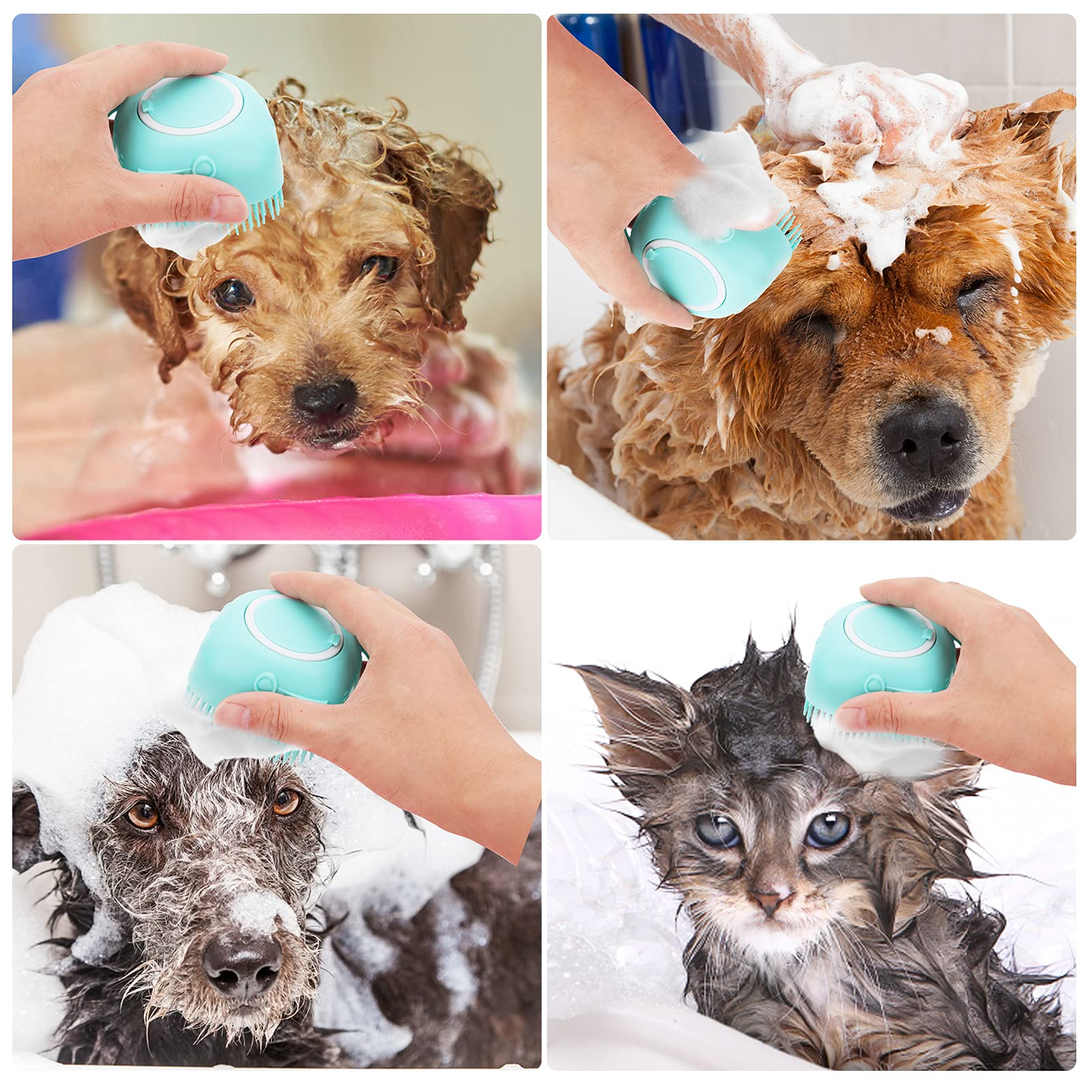 Free Sample 2 in 1 Bathroom Cat Dog  Pet Bath Brush Massage Brush Soft Silicone Pet Grooming Accessories for Dogs Shower