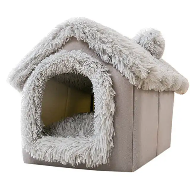 Durable Cat Dog Bed Pet Tent House Soft Luxury Indoor Large House Pet Bed Tent Indoor Enclosed Warm Pet House