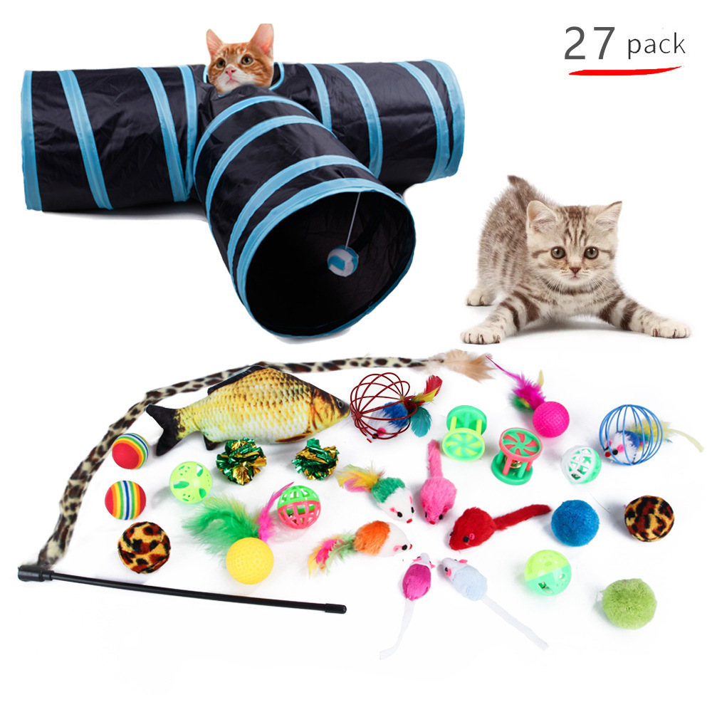 Various Vat Tunnel Catnip Pickle Stuffed Plush Soft Pet Cat Toys Interactive Movement Cats Toys 30 pcs/pack Cat Toy