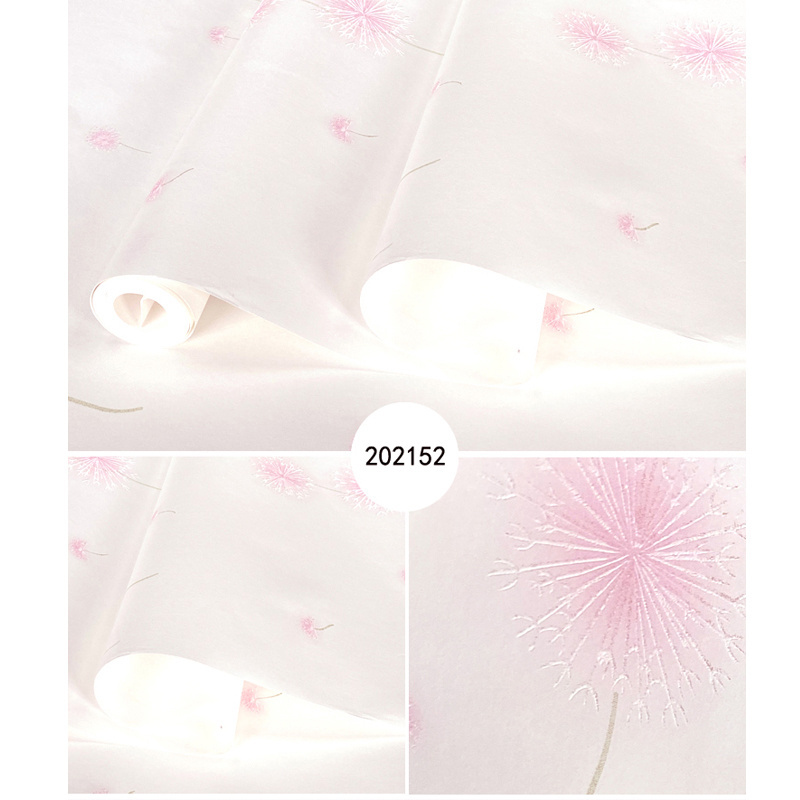 Dandelion flower non-woven wallpaper living room bedroom interior wall decorative wallpaper country plant flower Pink wallpaper