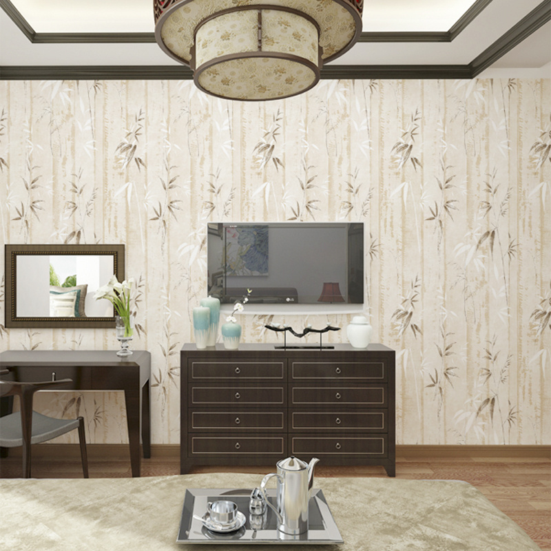 Bamboo leaf pattern PVC living room bedroom background wall interior wall decoration hotel bar engineering 3D wallpaper