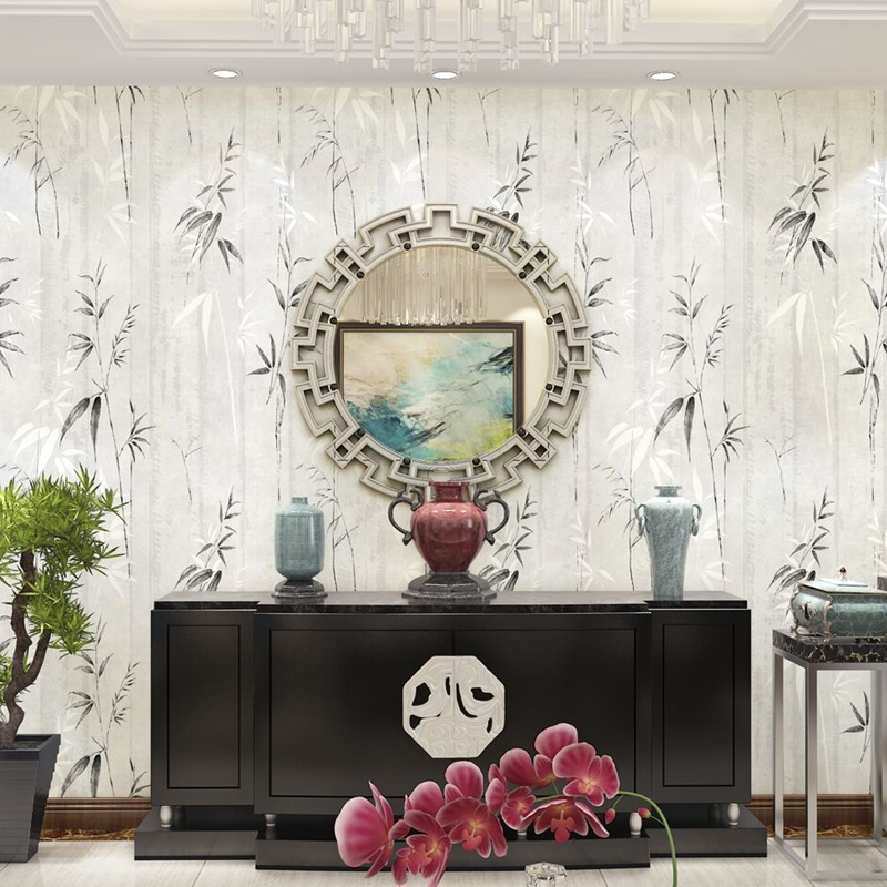 Bamboo leaf pattern PVC living room bedroom background wall interior wall decoration hotel bar engineering 3D wallpaper