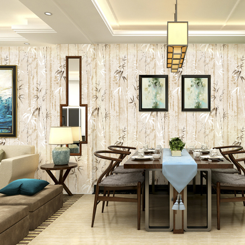 Bamboo leaf pattern PVC living room bedroom background wall interior wall decoration hotel bar engineering 3D wallpaper