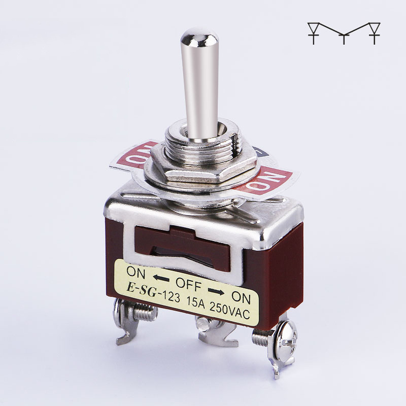 high quality  3pin on-on 12mm screw terminal AC 250v brown 2 position toggle switch