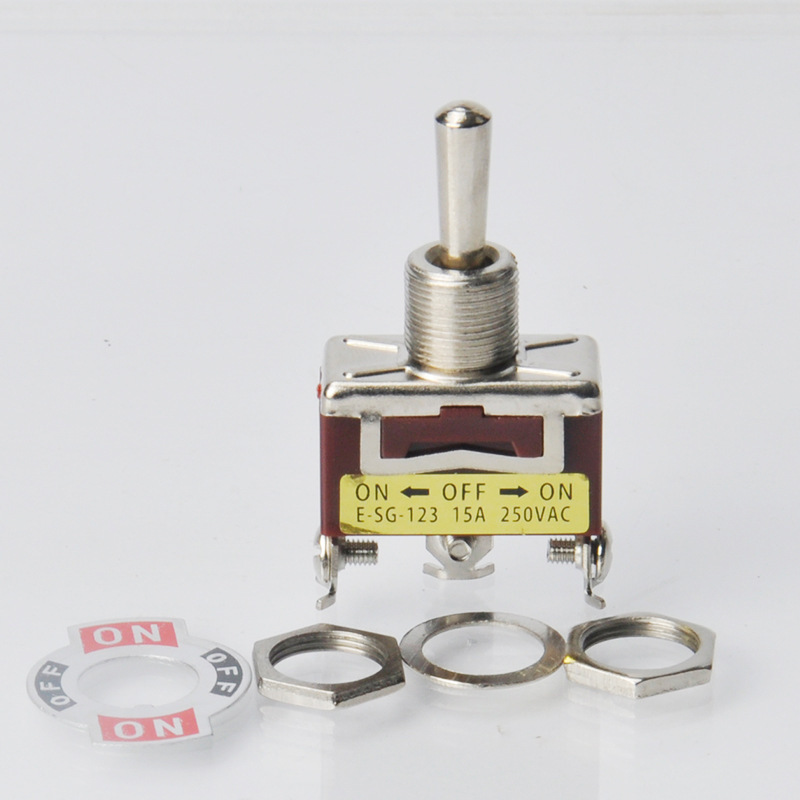 high quality  3pin on-on 12mm screw terminal AC 250v brown 2 position toggle switch